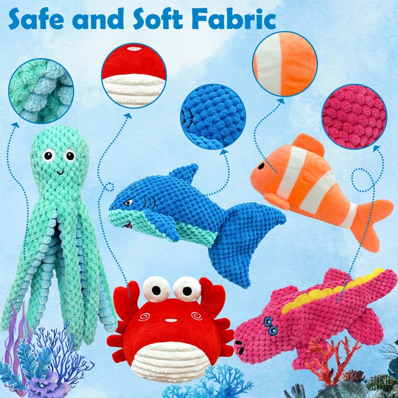 MRSOHRET Dog Squeak Toys for Aggressive Chewers, Crinkle Puppy Chew