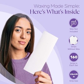 Fleece strips for warm wax and sugar paste, pack of 150, skin-friendly and tear-resistant hair removal strips made of fleece for any type of depilation on the leg, chest, back, intimate area and face