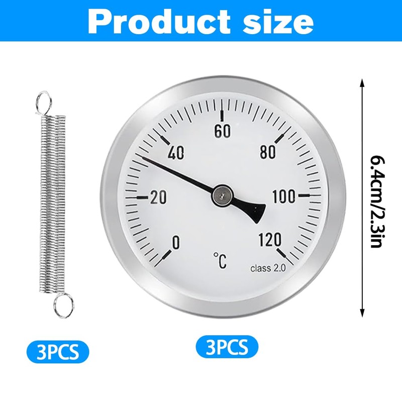 Udbrud Heating Pipe Thermometer, Pack of 3, Pipe Thermometer with