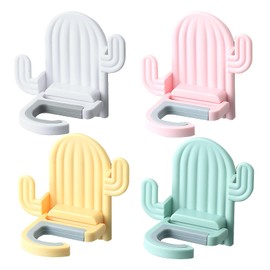 4 Pack Broom and Mop Holder Wall Mount，Cute Cactus Wall Utility Hooks No Drill Mop and Broom GripperDecorative Hanging Holder for Bathroom Kitchen