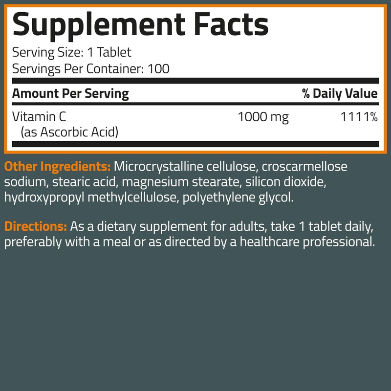Bronson Vitamin C 1000mg Extra Strength, Supports a Healthy Immune