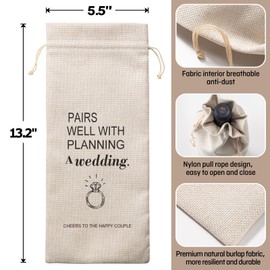 Wine Bage engagement gifts for couples, engagement wine bag gift for Mr and Mrs, Marriage Honnymoon Wedding party gifts wine bag (Big diamond ring)