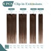 Elailite Bayalage Clip-In Real Hair Extensions, 8-Piece Set, 18 Clips,