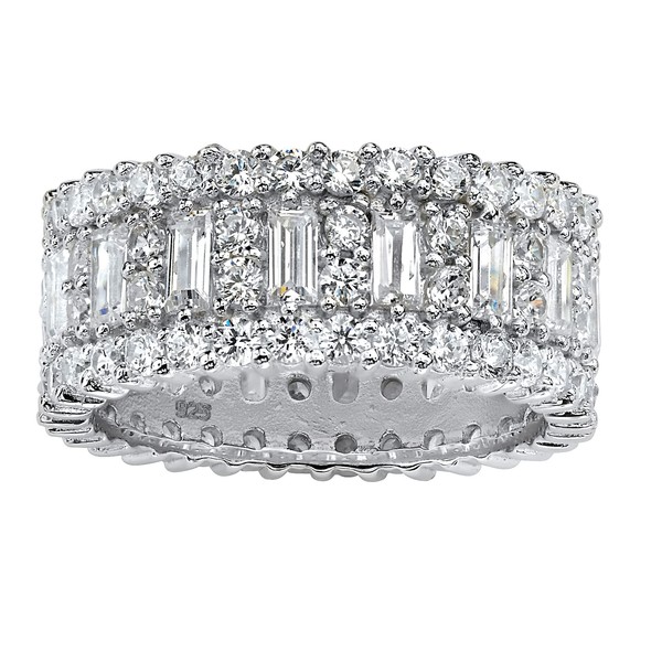 PalmBeach Jewelry Platinum-Plated Sterling Silver or Yellow Gold-Plated Emerald Cut