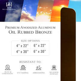 Deck the Door Decor Dog Scratch Door Protection Plate - Elegant Anodized Aluminum for All Door Types | Pet-Safe - Polished Edges & Rounded Corners | Magnetic Mount - Oil Rubbed Bronze, 4 x 22