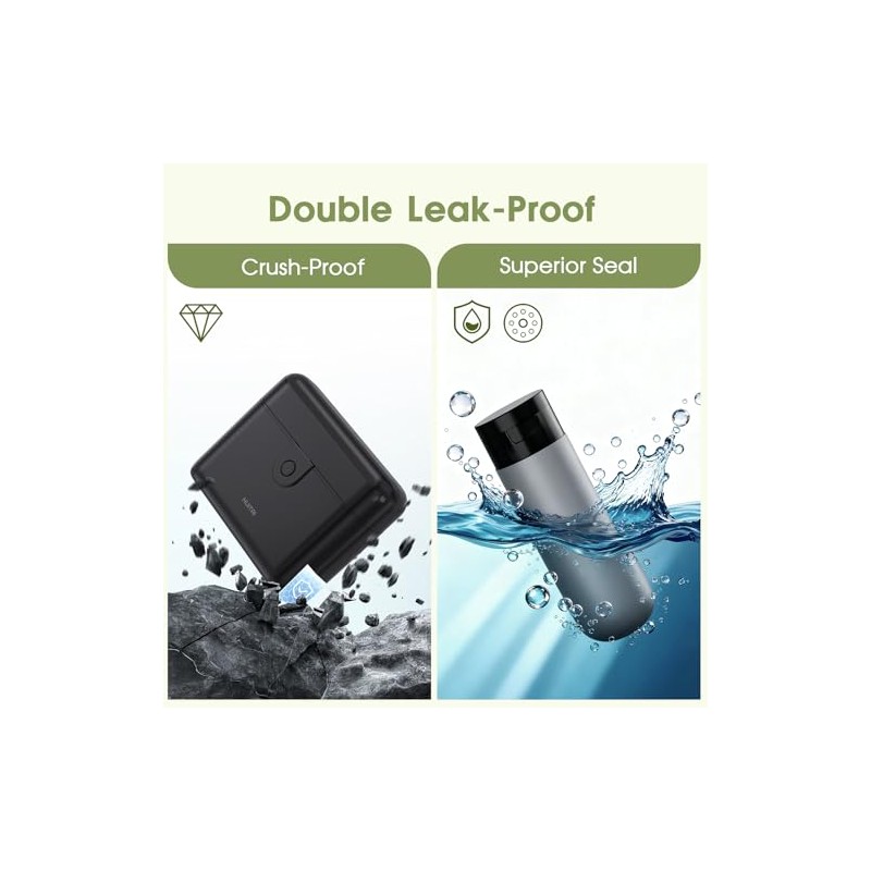 Travel Bottles with Case, 4x2oz TSA Approved, Leak-Proof, Press to