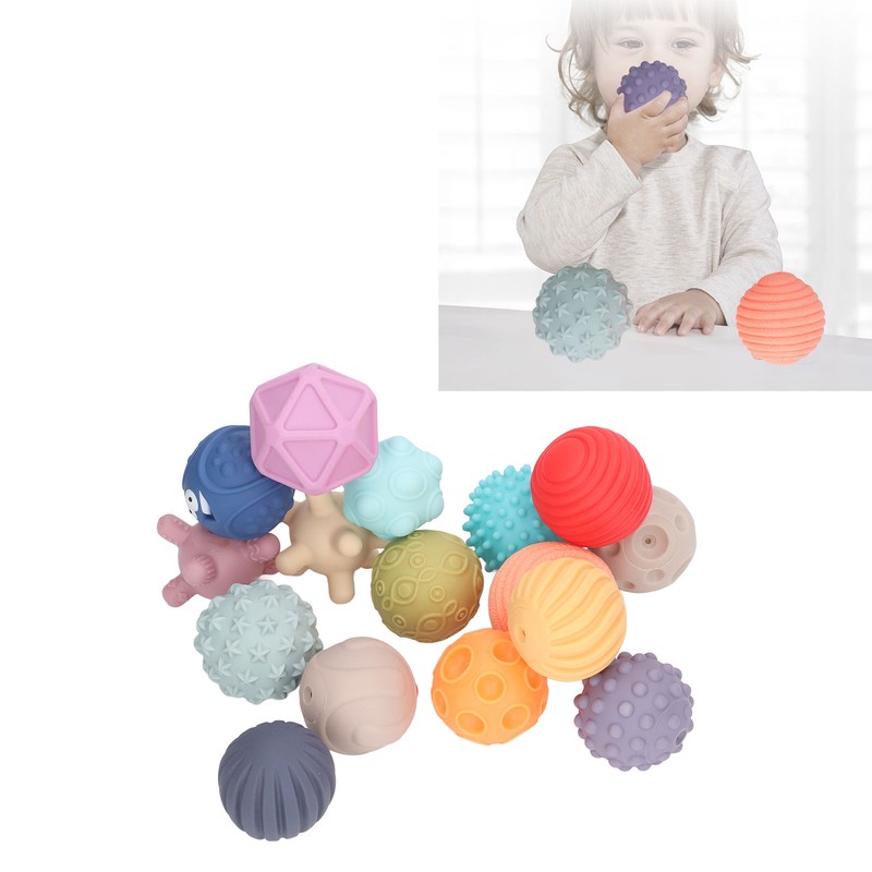 16PCS Baby Soft Textured Sensory Balls Toddlers Exploration Toys Sensory