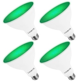LUXRITE LED PAR38 Flood Green Light Bulb, 8W (45W Equivalent), Green LED Flood Light Bulb, Damp Rated, UL Listed, E26 Base, Indoor Outdoor, Holiday, Party, Decoration, Event, Home Lighting (4 Pack)