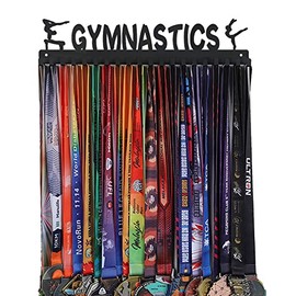 Goutoports Medal Holder Display Hanger Rack Frame for Sport Race Runner - Gymnastics for Girls 02 - Sturdy Black Steel Metal Over 60 Medals Easy to Install