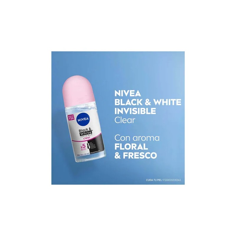 Antitranspirante Nivea Black & White Invisible Clear roll on de