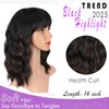 ENTRANCED STYLES Black Bob Wavy Wig with Bangs Black Highlight