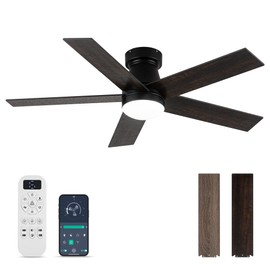 Ceiling Fans with Lights and Remote Control, Bedroom Ceiling Fan with Light 3-Color LED Dimmable and Replaceable, Memory for Lighting and Fan Reversible, 6-Speed, Timer, Indoor/Outdoor Use, 47 Inch