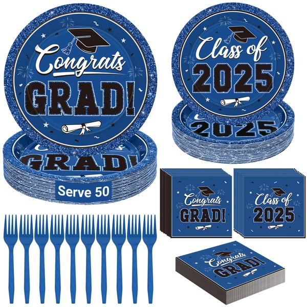 QZYL 50 SET Graduation Plates and Napkins 2025 and Forks,