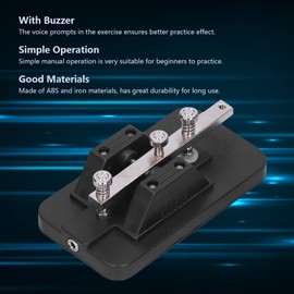 Telegraph Tapper with Buzzer, Manual Morse Code Key, CW Practice Tool with Voice Prompts for Beginners, Connecting Cable, Portable &, Black, for Morse Code Practice