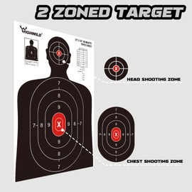 Highwild Shooting Range Silhouette Paper Target - 23X35 Inches - Suitable for Handguns, Rifles, Airguns, BB Guns (50 Pack, White & Black)