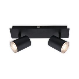 BRILONER Leuchten 2731-025 Ceiling Spotlight, Bathroom Lamp, Ceiling Light, Spotlight Rotatable and Swivelling, 2x LED/GU10, IP44, Black, 290 x 99 x 112 mm (L x W x H), 2731-025