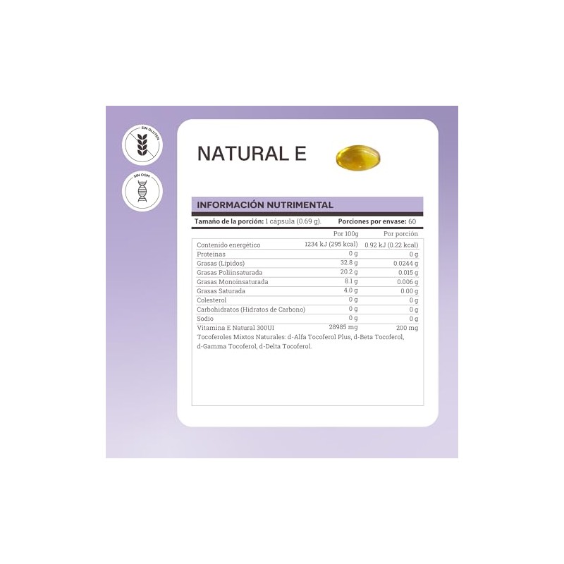 Matter Natural E, Vitamina E Natural 300UI, Complejo de d-Tocoferoles