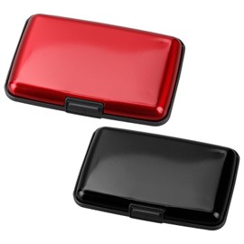 Rumyve 2Pcs Credit Card Holder Wallets,RFID Blocking ID Card Protective Cases,Portable Lightweight Card Security Holders for Men Women Credit Business Name ID Card Storage(Red+Black)