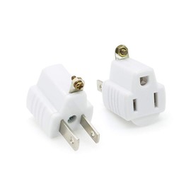 SYCON 3-Prong to 2-Prong Adapter, 3 Hole Grounding Plug Adapter for Household Appliances, Three Prong to Two Prong Adapter Converters for Wall Outlets Plugs, 2 Pack White