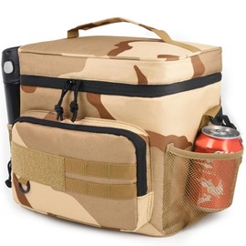 Large Lunch Bag Insulated Lunch Box,Freezable Lunch Cooler Bag for Adult Men Women- 16L Insulated Lunch Bag Leakproof Mens Lunchbox for Work Office Picnic (Khaki Camo)