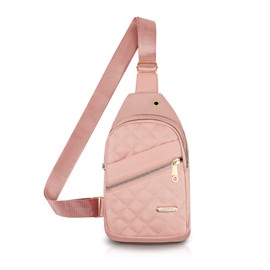 Energather Sling Backpack, Nylon Chest Bag Sling Bag for Women and Girls, Sling Bags Fanny Pack Purse for Cycling (pink)