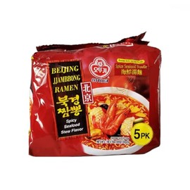 Case Set - Beijing Spicy Seafood Jjambbong Ramen Instant Noodles - 4 Goi Mi Beijing Huong Vi Do Bien - 4.2 Oz per Bag x 4 Bags per Order - Made in South Korea