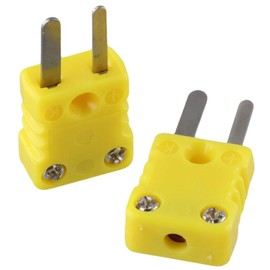 AllGIFT 2Pcs Adapter Plugs for Thermocouple,Yellow K Type Thermocouple Connector Adapter Plugs,Yellow High Temperature Plastic Mini Male Plug for Thermocouple Sensor Probe Yellow