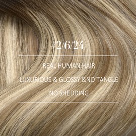 YoungSee Clip in Hair Extensions Human Hair Balayage Hair Extensions for Women Clip in Dark Brown to Blonde with Brown Balayage Real Hair Extensions Clip in Human Hair Extensions 14Inch 7Pcs 120G