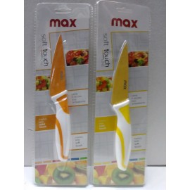 Max 2 Pack-Paring & Peeling Knives-Soft Touch 4" Blade-Kitchen Knife Orange/Yellow
