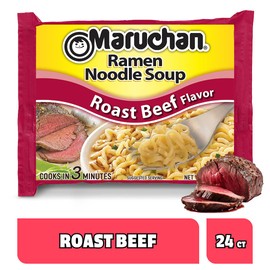 Maruchan Ramen Roast Beef, Instant Ramen Noodles, Ready to Eat Meals, 3 Oz, 24 Count