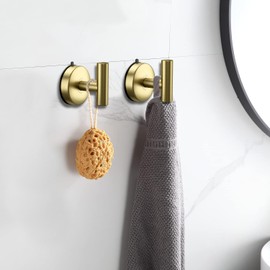 DGYB Large Suction Hooks for Bathrooms - Gold Towel Hooks Stainless Steel - 15 Lb Capacity - Removable, Heavy Duty