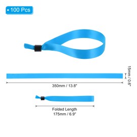PATIKIL Disposable Cloth Wristbands for Events, 100 Pcs Adjustable Cloth Event Wristbands Colored Wrist Bands for Concert Club Parties, Light Blue, 13.8"x0.6"