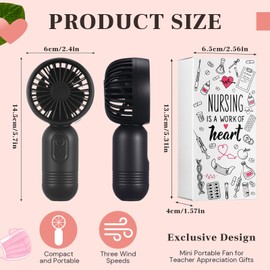 Retisee 1 Set Mini Portable Fan for Nurse Appreciation Gifts Summer Party Handheld Personal Small Eyelash Fan 3 Speeds USB Rechargeable Thank You Gifts for Nurse Teacher Travel Camping (Black)