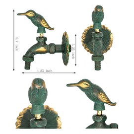 Outdoor Faucet Decorative Antique Green Bird Brass Garden Yard Animal Faucet Wall Mounted Tap Bibcock Hose Not Included