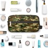 Green Camo Portable Travel Toiletry Bag, Geometry Camouflage Print Dopp