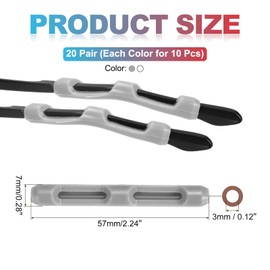 PATIKIL Glasses Temple End Tips 20 Pair Eyeglass Arms Legs Ear Sock Anti Slip Tube Sleeve Sunglasses Replacement for Men Women, Grey/White