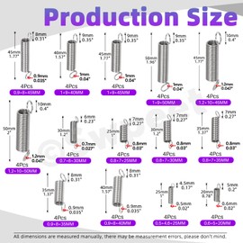 Swpeet 100Pcs 25 Different Sizes Stainless Steel Extension Spring with a Dual Hook Assortment Kit, Mechanical Extension Springs Small Spring for Home Repairs