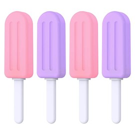 CITYWAY Masticables Aligner - [4 piezas] Paletas masticables de silicona con asas de agarre, para aparatos invisibles o metálicos alineadores Munchies, embalaje al vacío, 2 sabores de uva morada y 2 sabores de melocotón rosa