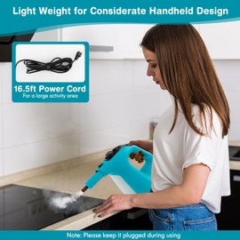 COSTWAY Handheld MultiPurpose Steam Cleaner with 17 Pieces, 350ml Large Capacity Steam Mop Continuous Fill water, Portable Chemical-Free Steamer for Home Use Carpet, Floors, Windows, 1400W, Blue