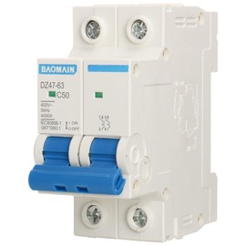 Baomain Miniature Circuit Breaker 2 Pole DZ47-63 C50 AC 230V 50Amp 400V DIN Rail Mounting MCB 2P (50 Amp)