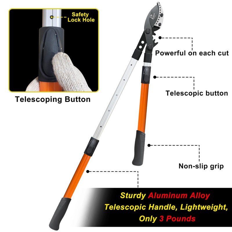 Prunrt Loppers for Tree Trimming Heavy Duty, 26-40 Inch Handle