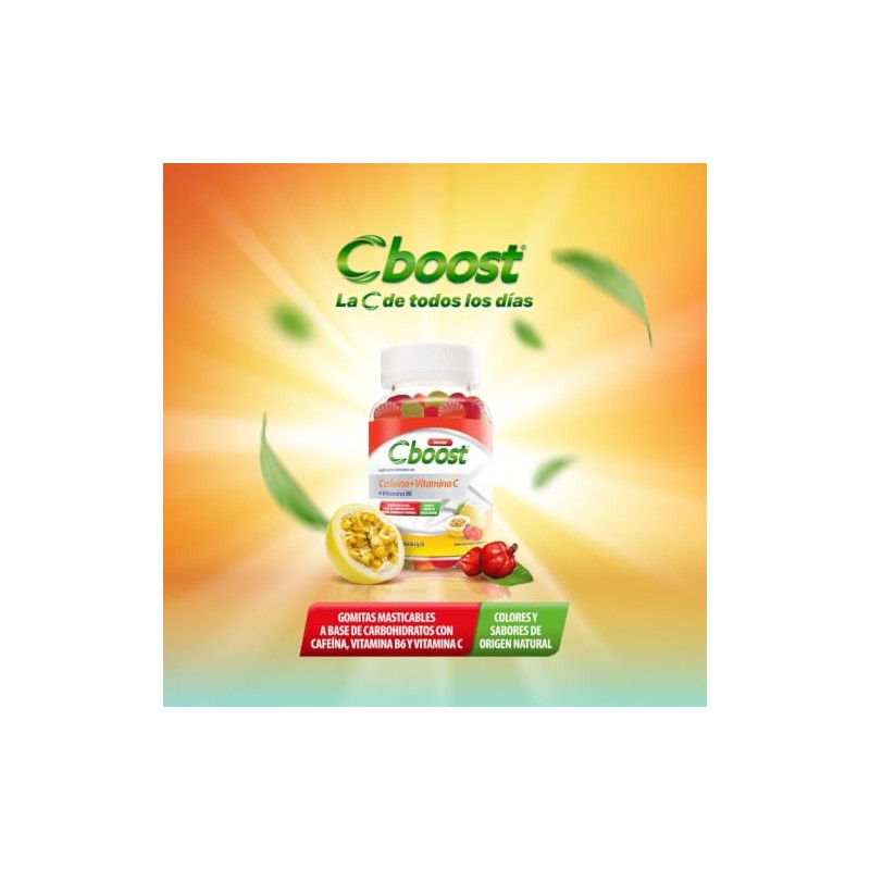 Cboost - Gomitas Cafeína 50mg, Vitamina C y B6, Maracuyá