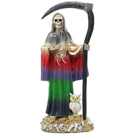 Santa Muerte 13" Con Bola De Cristal 7 Colores Holy Death Grim Reaper Skull Base Seven Powerful Colors