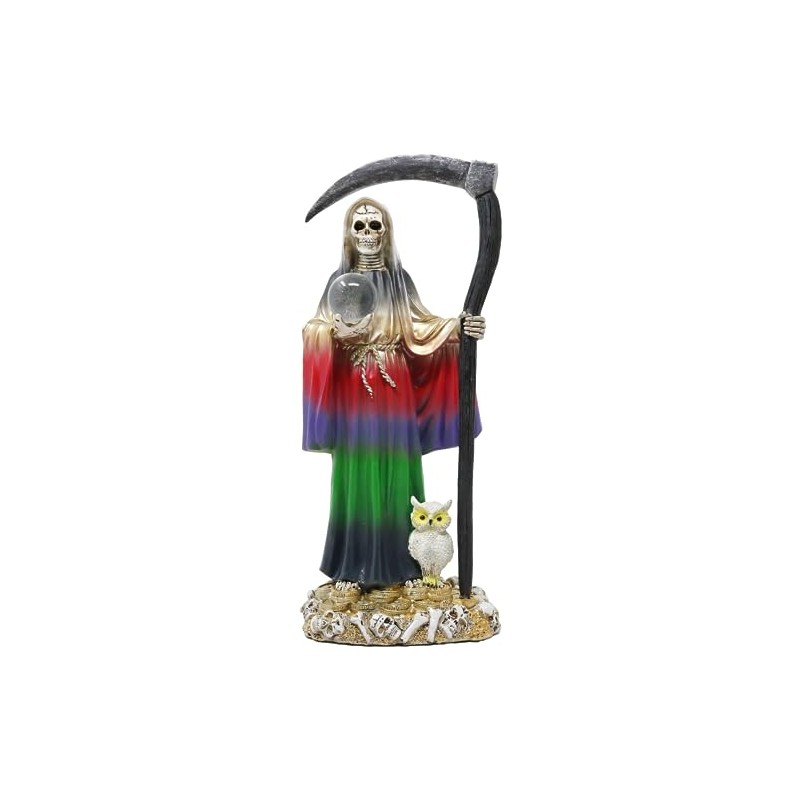 Santa Muerte 13" Con Bola De Cristal 7 Colores Holy