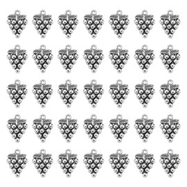 SUNNYCLUE 1 Box of 100 Grape Charms, Large Silver Vintage Charms, Alloy Metal, Tibetan Mini Sweet Fruit Charm for Jewellery Making, Charms, Women, DIY Necklaces, Earrings, Bracelets, Raffia