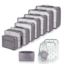 Suitcase Organiser, Organiser for Suitcases and Backpacks as well as Airline Approved Hand Luggage, Toiletry Bag for Air Travel (Grey, 12 Pieces)
