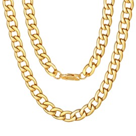 Men Chunky Miami Cuban Chain Gold Necklace for Women 9mm 26inches Golden