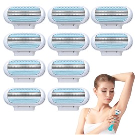 Replacement Blades Women's Razor Venus, Pack of 10, Razor Blades with 3 Protective Cushions, Long-Lasting Sharp, Compatible with Venus Razors, Replacement Blades for Smooth & Comfortable Shave (Blue)