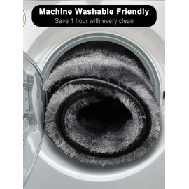 ONASAR Tie-Dyed Dark Grey Round Area Rugs 5ft, Ultra Soft Bedroom Circle Rug for Kids Girls Teen Room, Fluffy Plush Shaggy Carpet Floor Mats for Baby Nursery Living Room Playroom Home Decor