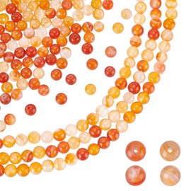 PandaHall 5 Strands Natural Carnelian Bead Strands 6 mm Round Loose Beads for Jewellery Making DIY Bracelet Necklace Craft Hole: 1 mm Approx. 14.5 Inches Long